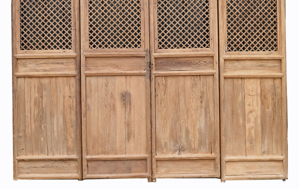 Early 19 Century Large Antique Chinese Lattice Screen Door - A Set of 4 Screen Panels - Dyag East
