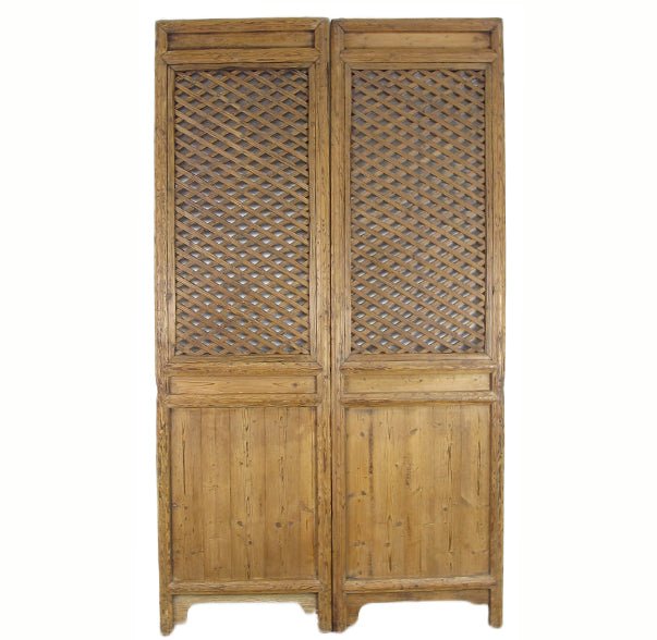 Early 20 Century Antique Chinese Screen Door - A Set of Lattice Screen Panels - Dyag East
