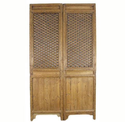 Early 20 Century Antique Chinese Screen Door - A Set of Lattice Screen Panels - Dyag East
