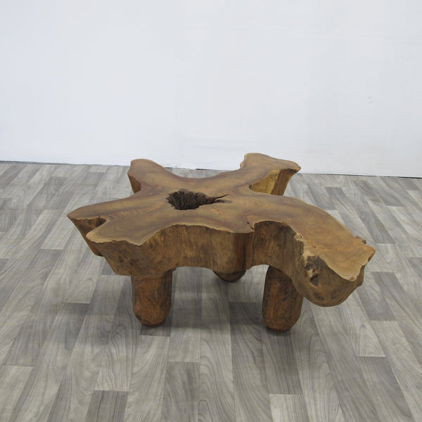 Free Form Brown One Slab Teak Living Edge Coffee Table or Accent Table - Dyag East