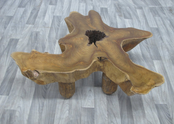 Free Form Brown One Slab Teak Living Edge Coffee Table or Accent Table - Dyag East