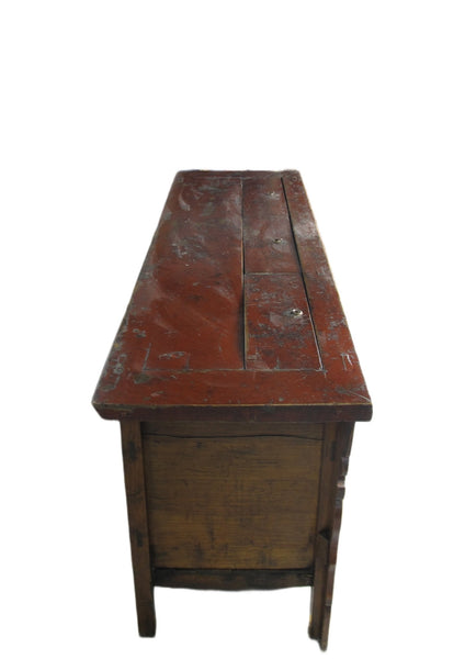 Gansu 85" Long Red Hand Painted Chinese Sideboard - Dyag East