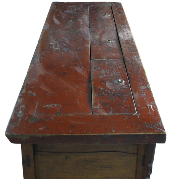 Gansu 85" Long Red Hand Painted Chinese Sideboard - Dyag East