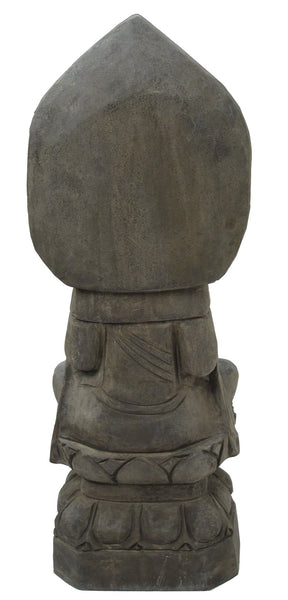 Hand Carved 27" Tall Stone Seating Buddha Status - Dyag East