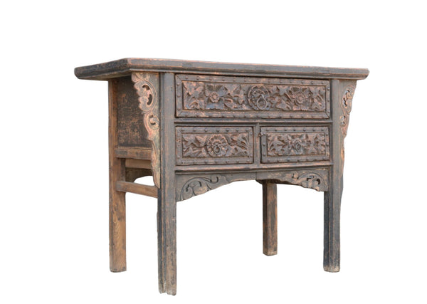 Hand Carved Antique Shanxi Console Table - Dyag East