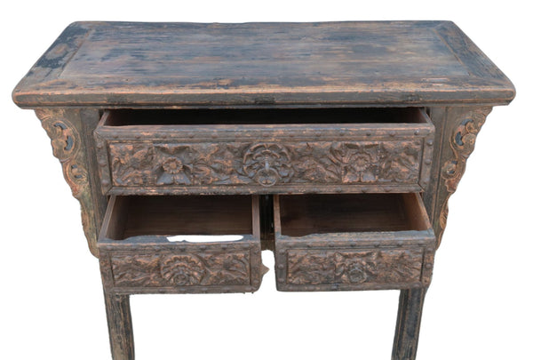Hand Carved Antique Shanxi Console Table - Dyag East