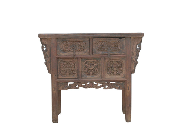 Hand Carved Early 19 Century Antique Chinese Console Table - Dyag East