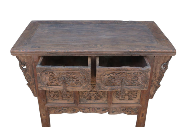 Hand Carved Early 19 Century Antique Chinese Console Table - Dyag East