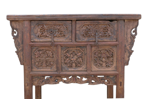 Hand Carved Early 19 Century Antique Chinese Console Table - Dyag East