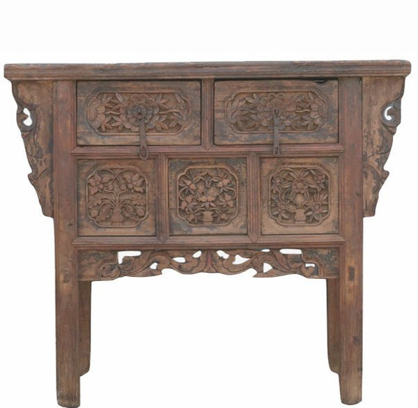 Hand Carved Early 19 Century Antique Chinese Console Table - Dyag East