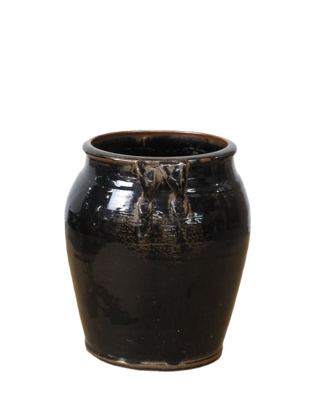Hand Glazed Black Flower Pot - Dyag East