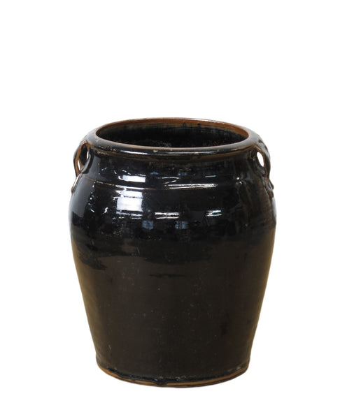 Hand Glazed Black Flower Pot - Dyag East