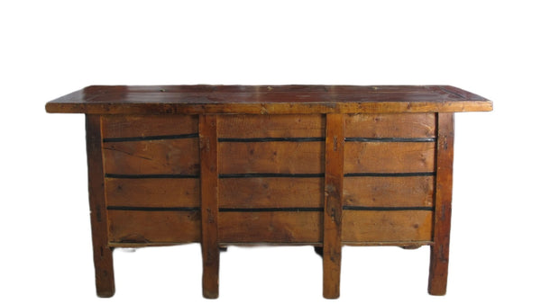 Hand Painted 78" Long Red Gansu Sideboard Cabinet - Dyag East