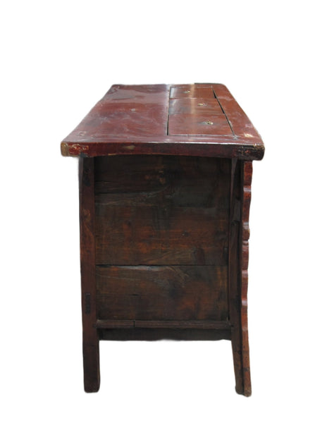 Hand Painted 78" Long Red Gansu Sideboard Cabinet - Dyag East