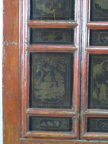 Hand Painted 80" Inch Tall Antique Chinese Cabinet - Dyag East