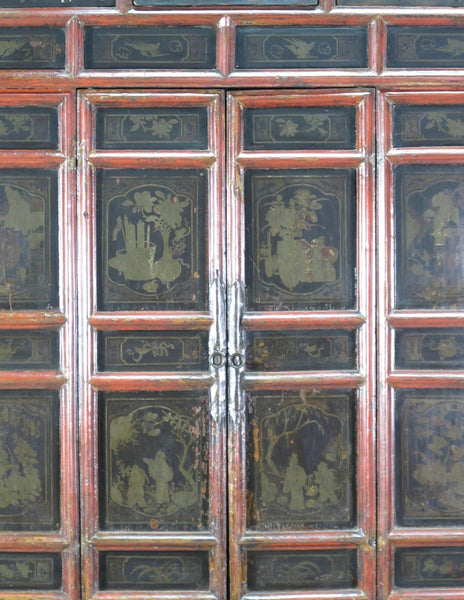 Hand Painted 80" Inch Tall Antique Chinese Cabinet - Dyag East