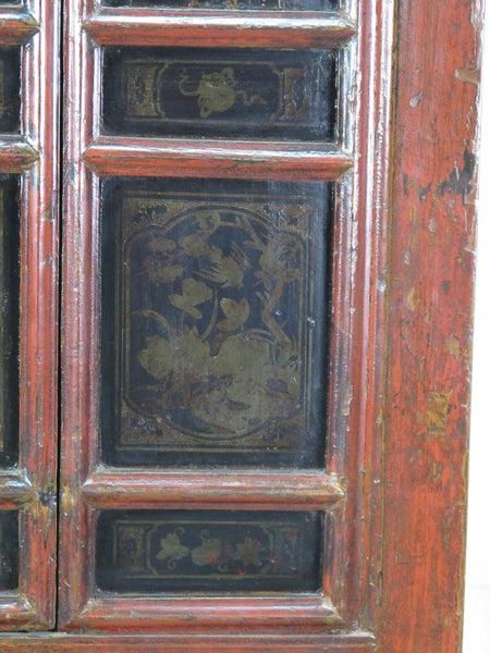 Hand Painted 80" Inch Tall Antique Chinese Cabinet - Dyag East