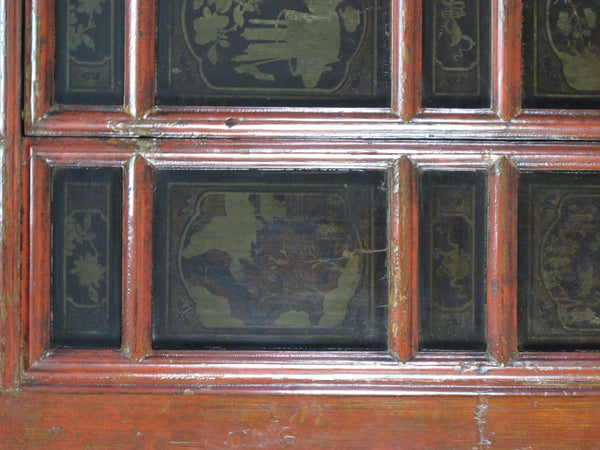 Hand Painted 80" Inch Tall Antique Chinese Cabinet - Dyag East