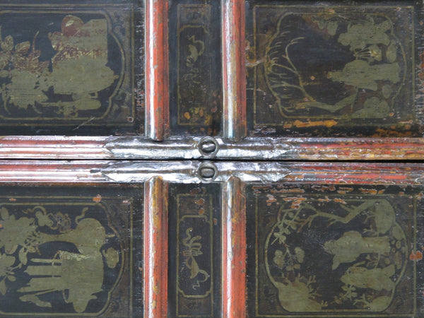 Hand Painted 80" Inch Tall Antique Chinese Cabinet - Dyag East