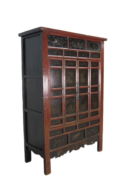 Hand Painted 80" Inch Tall Antique Chinese Cabinet - Dyag East
