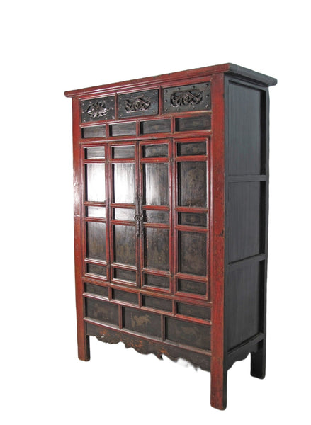 Hand Painted 80" Inch Tall Antique Chinese Cabinet - Dyag East