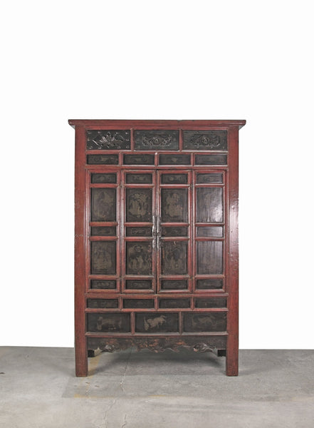 Hand Painted 80" Inch Tall Antique Chinese Cabinet - Dyag East