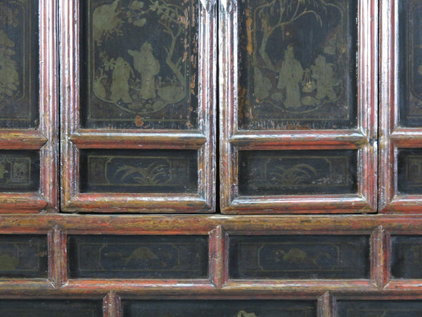 Hand Painted 80" Inch Tall Antique Chinese Cabinet - Dyag East