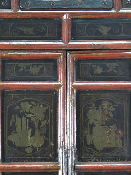 Hand Painted 80" Inch Tall Antique Chinese Cabinet - Dyag East