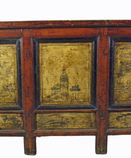Hand Painted Antique Gansu Bedding Cabinet - Dyag East