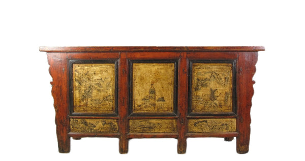 Hand Painted Antique Gansu Bedding Cabinet - Dyag East