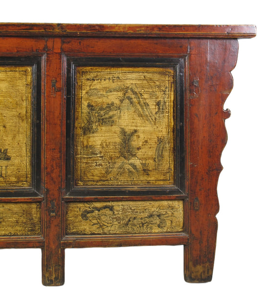 Hand Painted Antique Gansu Bedding Cabinet - Dyag East