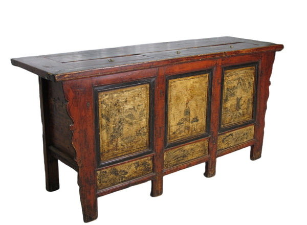 Hand Painted Antique Gansu Bedding Cabinet - Dyag East