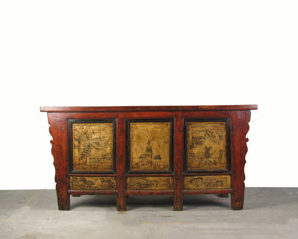 Hand Painted Antique Gansu Bedding Cabinet - Dyag East