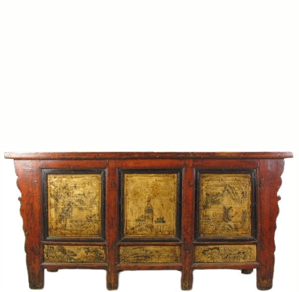 Hand Painted Antique Gansu Bedding Cabinet - Dyag East