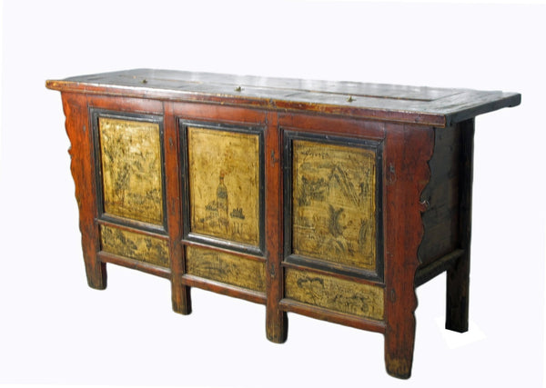 Hand Painted Antique Gansu Bedding Cabinet - Dyag East