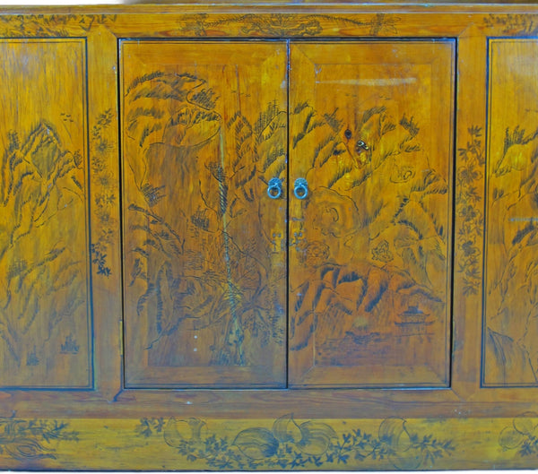 Hand Painted Chinese Antique Display Cabinet – 59 inches tall, Hand - Painted Design - Dyag East
