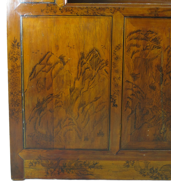 Hand Painted Chinese Antique Display Cabinet – 59 inches tall, Hand - Painted Design - Dyag East
