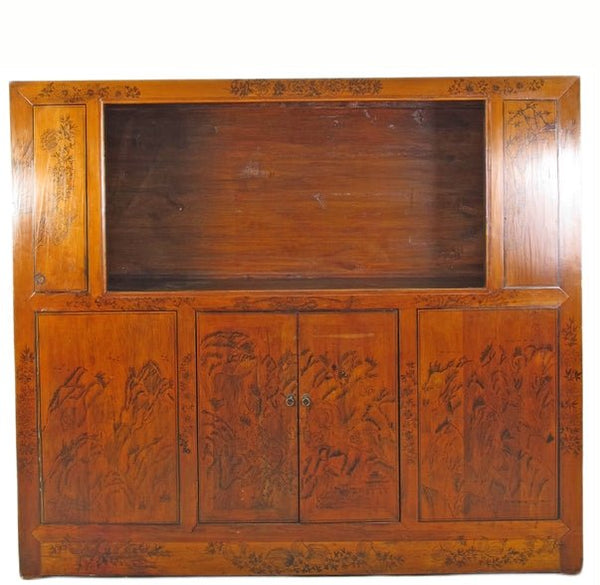 Hand Painted Chinese Antique Display Cabinet – 59 inches tall, Hand - Painted Design - Dyag East