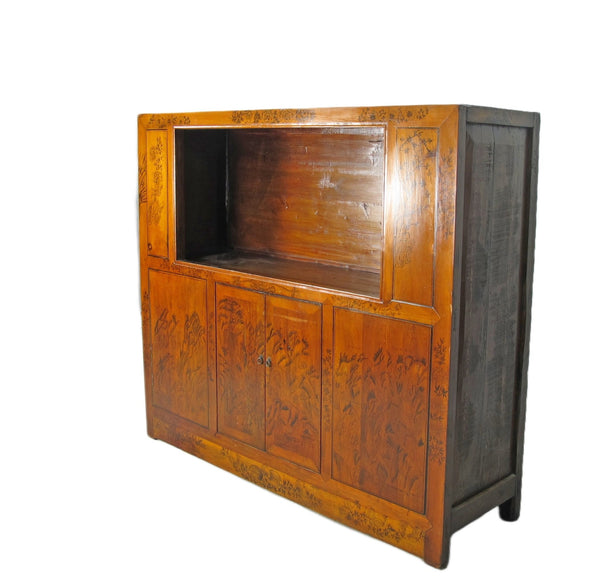 Hand Painted Chinese Antique Display Cabinet – 59 inches tall, Hand - Painted Design - Dyag East