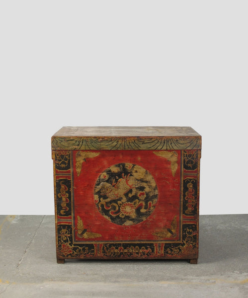 Hand Painted Circle of Mystic Bird Antique Gansu Tibetan Cabinet 2 - Dyag East