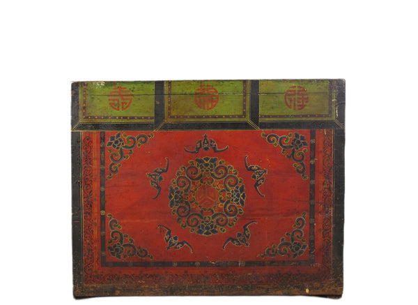 Hand Painted Five Bats Antique Gansu Tibetan Cabinet - Dyag East