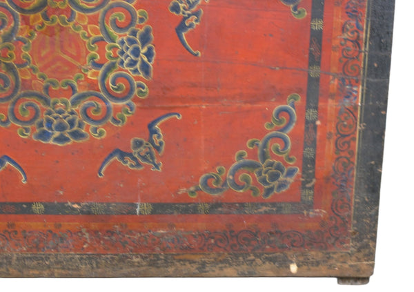 Hand Painted Five Bats Antique Gansu Tibetan Cabinet - Dyag East