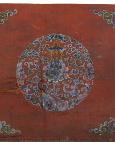 Hand Painted Flower Wreath Antique Gansu Tibetan Cabinet - Dyag East