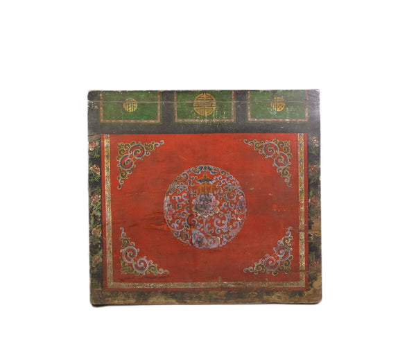 Hand Painted Flower Wreath Antique Gansu Tibetan Cabinet - Dyag East