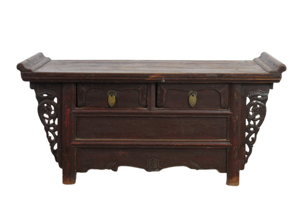 Hard Carved Antique Accent Table - Dyag East