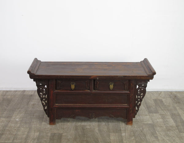 Hard Carved Antique Accent Table - Dyag East