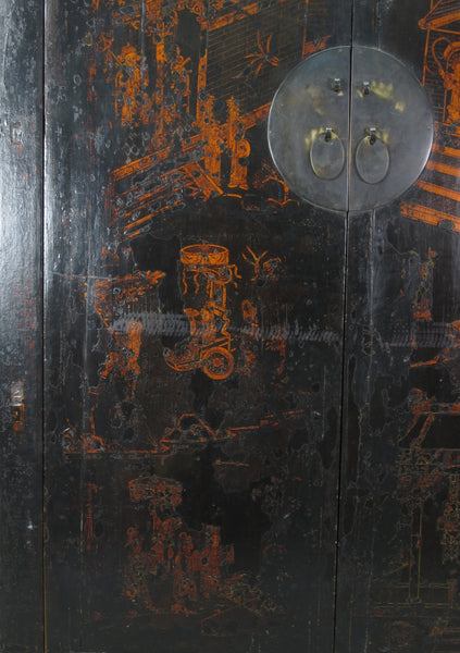 Large 84" Inch Tall Black Chinese Antique Cabinet - Dyag East