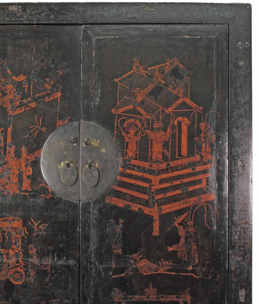 Large 84" Inch Tall Black Chinese Antique Cabinet - Dyag East