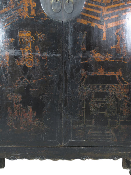 Large 84" Inch Tall Black Chinese Antique Cabinet - Dyag East