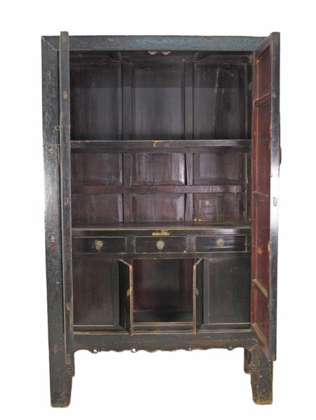 Large 84" Inch Tall Black Chinese Antique Cabinet - Dyag East
